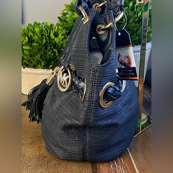 Michael Kors Astor Braided Grommet Large  Bucket Tote Bag - Picture 11 of 15